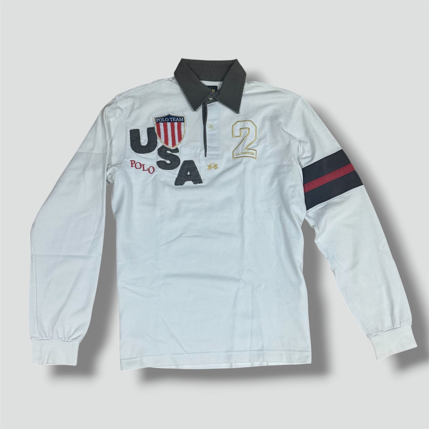 La Martina USA vintage white longsleeve polo