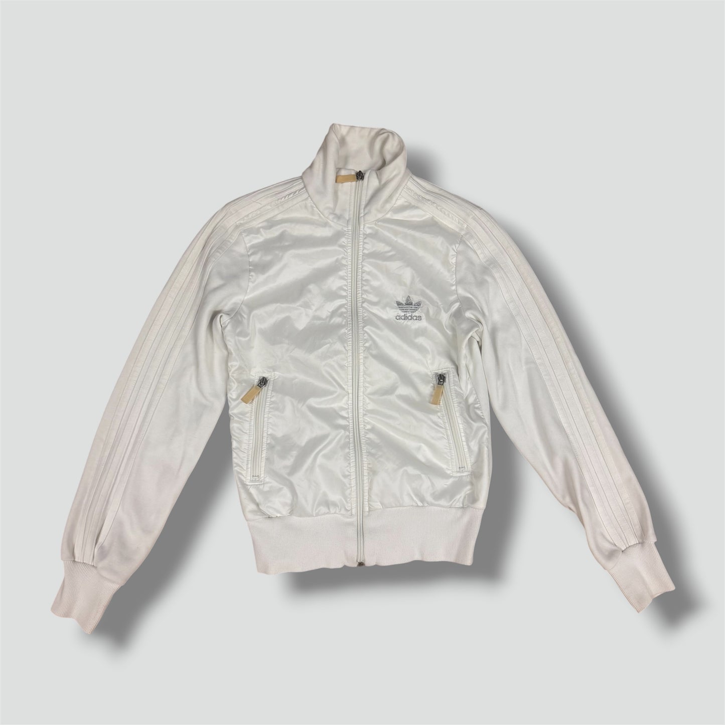 Adidas shiny white vintage 90s track jacket
