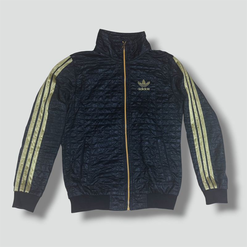 Sourced limited accessories and clothes Adidas y2k-style black and golden rainjacket – Secondhand Streetwear