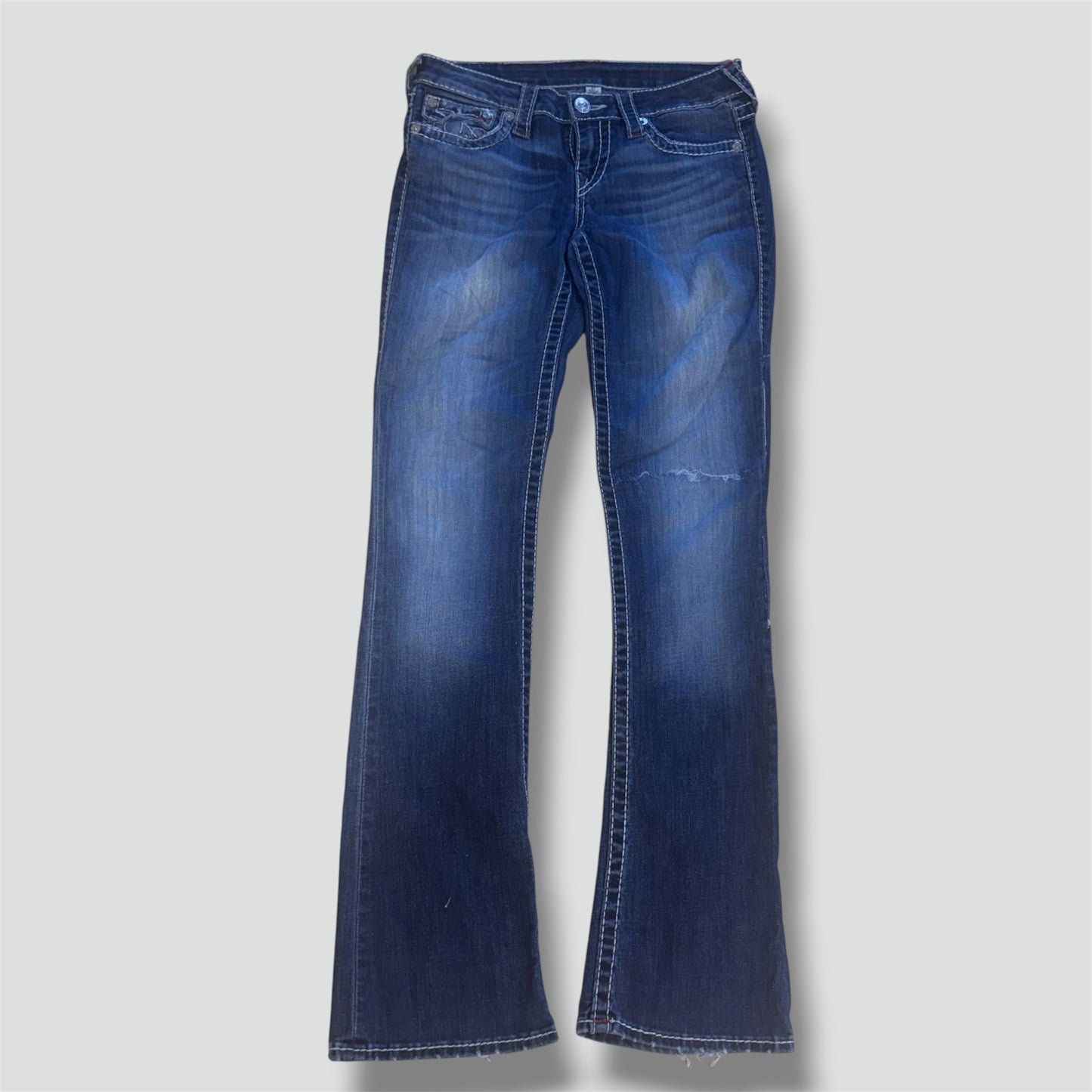 True Religion bootcut ripped vintage jeans