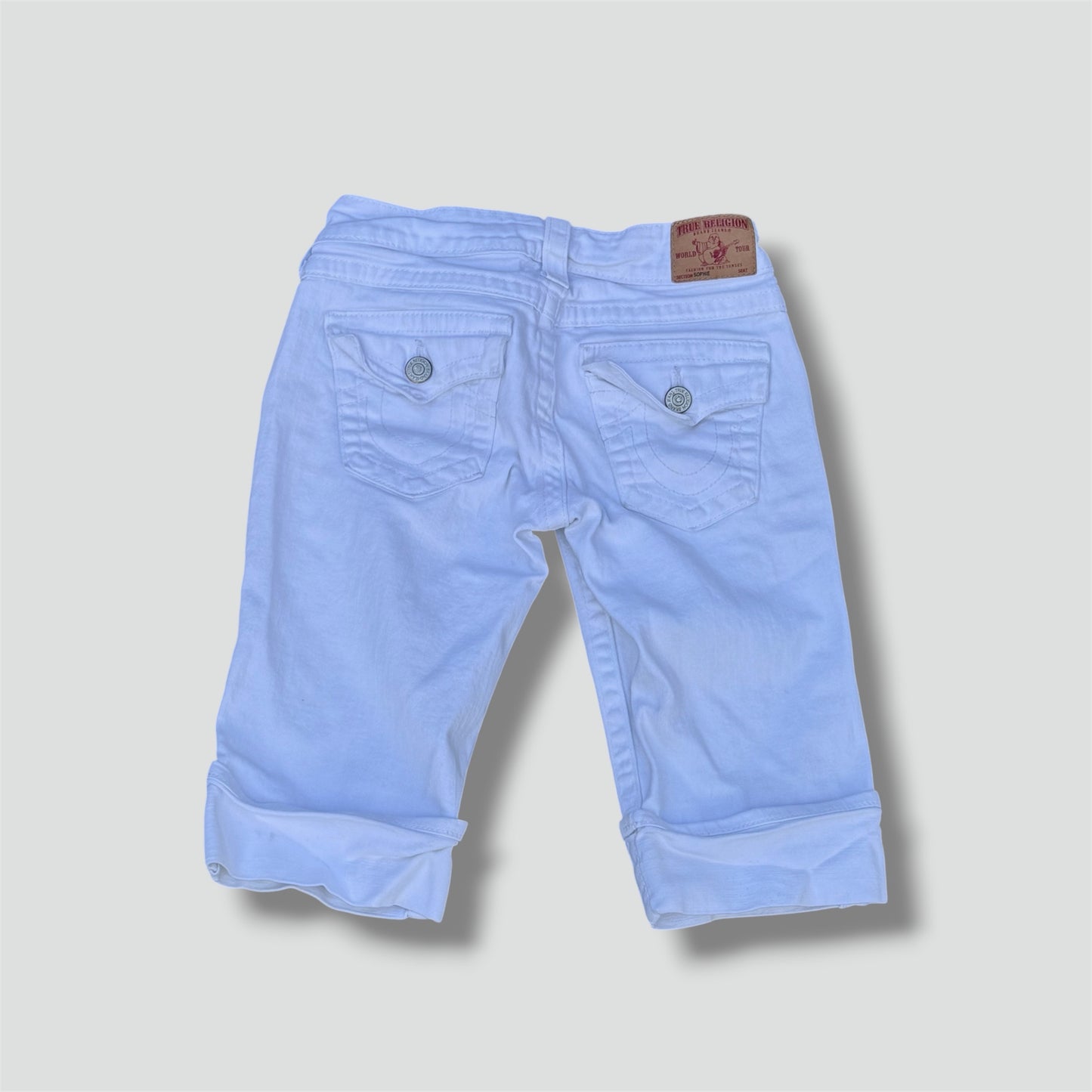 True Religion white denim shorts