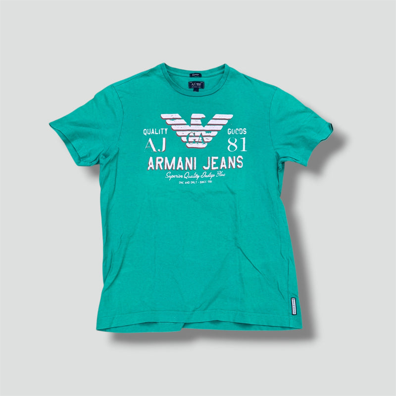 Sourced limited accessories and clothes Giorgio Armani vintage green graphic t-shirt – Secondhand Streetwear