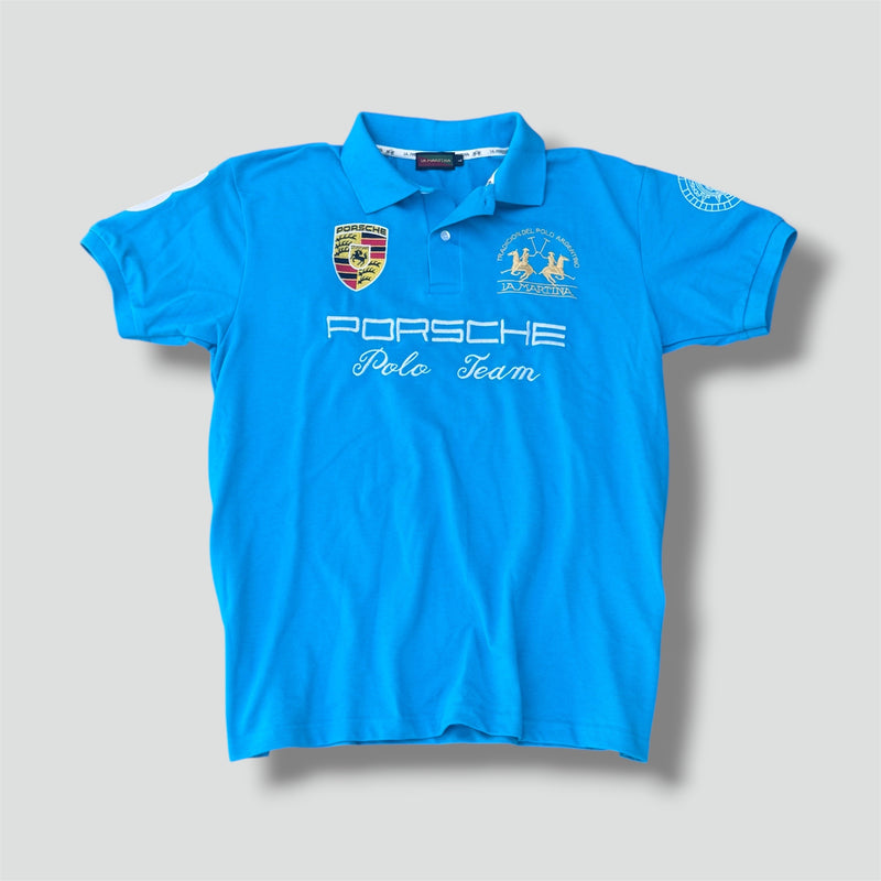 Sourced limited accessories and clothes La Martina Porsche 2014 skyblue poloshirt – Secondhand Streetwear