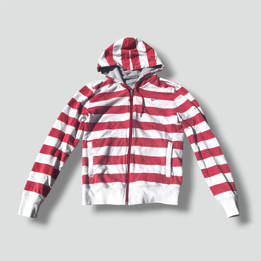 Nike vintage red and white striped zip-up hoodie