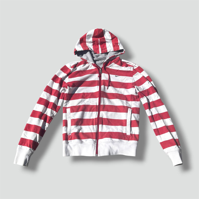 Sourced limited accessories and clothes Nike vintage red and white striped zip-up hoodie – Secondhand Streetwear