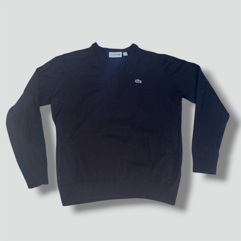 Sourced limited accessories and clothes Lacoste black V-neck wool sweatshirt – Secondhand Streetwear