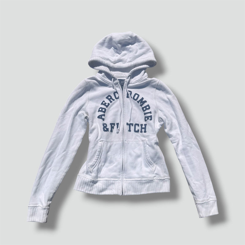 Sourced limited accessories and clothes Abercrombie & Fitch Y2K white zip-up hoodie – Secondhand Streetwear
