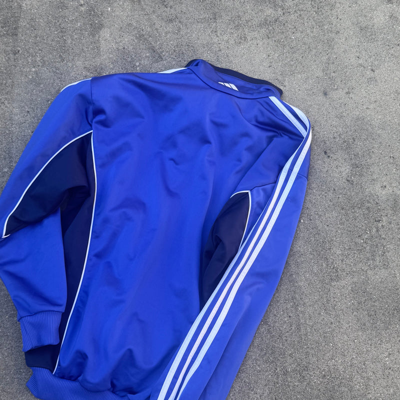 Detailansicht: Sourced limited accessories and clothes Adidas streetwear 00s blue track jacket – Logo, Nähte oder Material