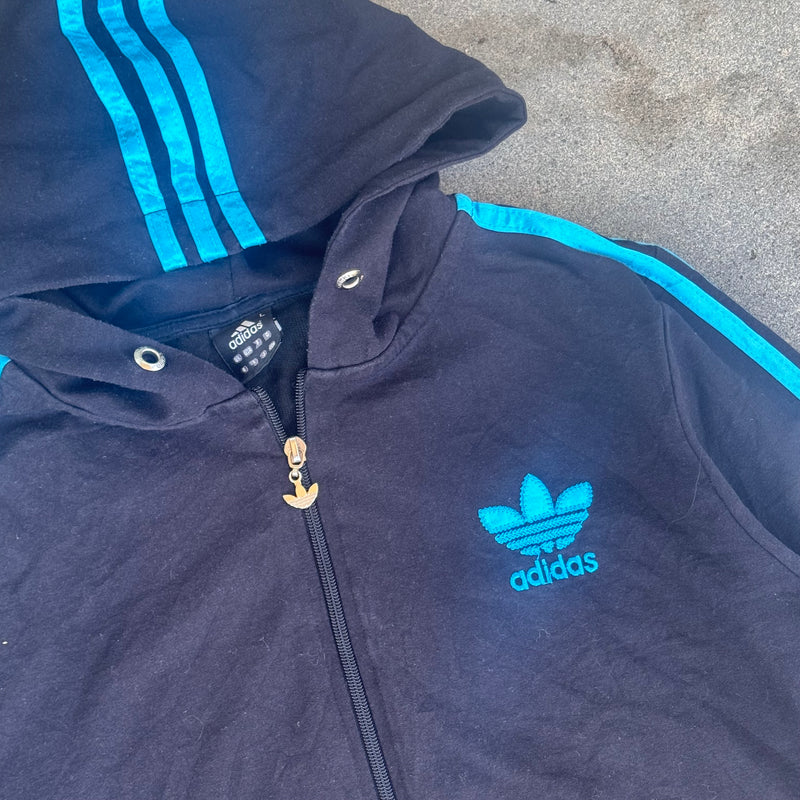 Detailansicht: Sourced limited accessories and clothes Adidas Y2K Firebird black zip-up hoodie – Logo, Nähte oder Material