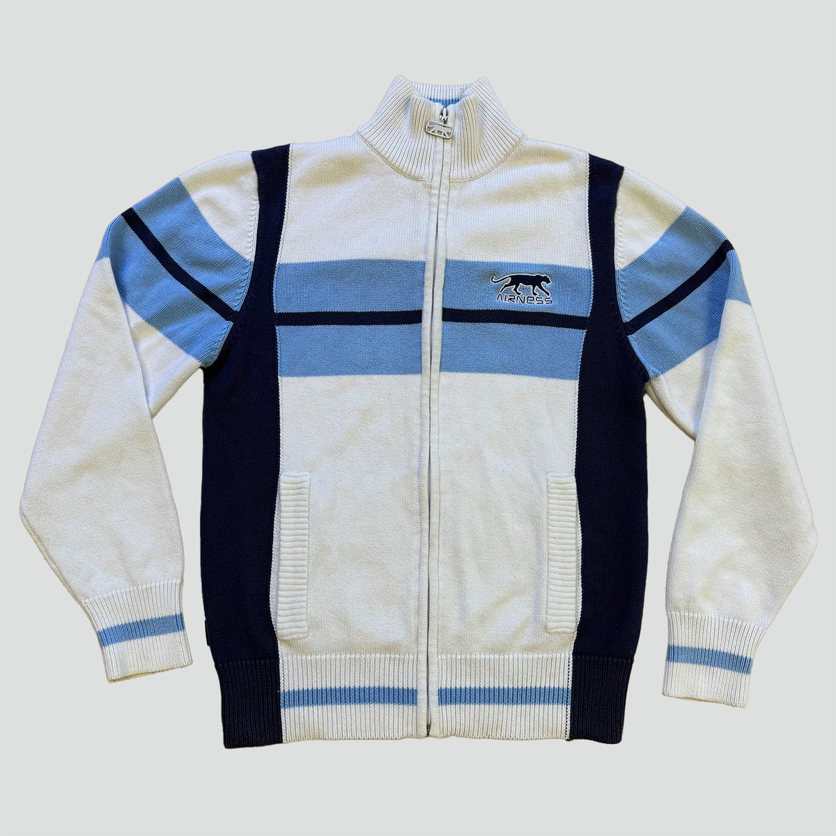Airness vintage knitted zip-up in white