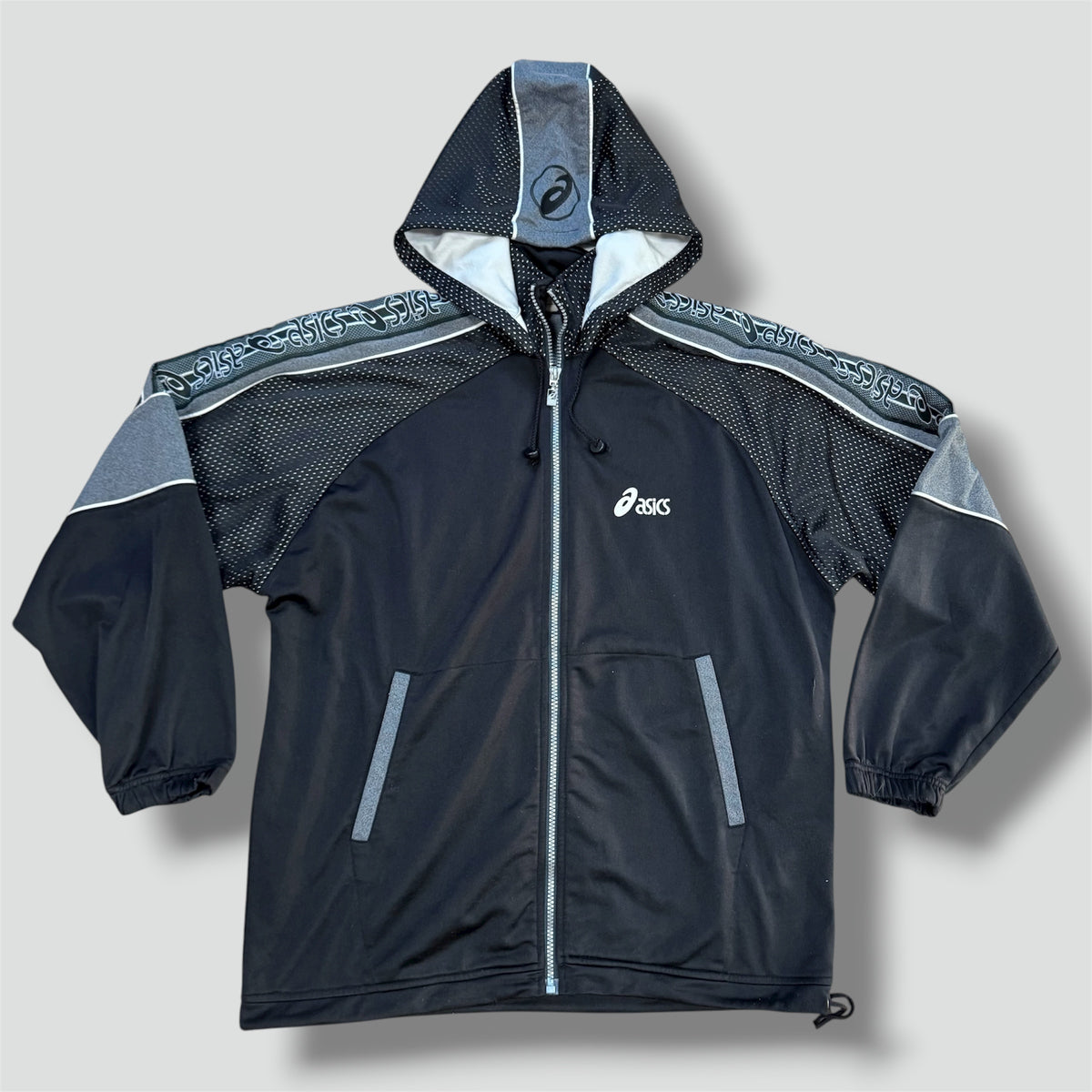 Asics black Streetwear style zip-up hoodie