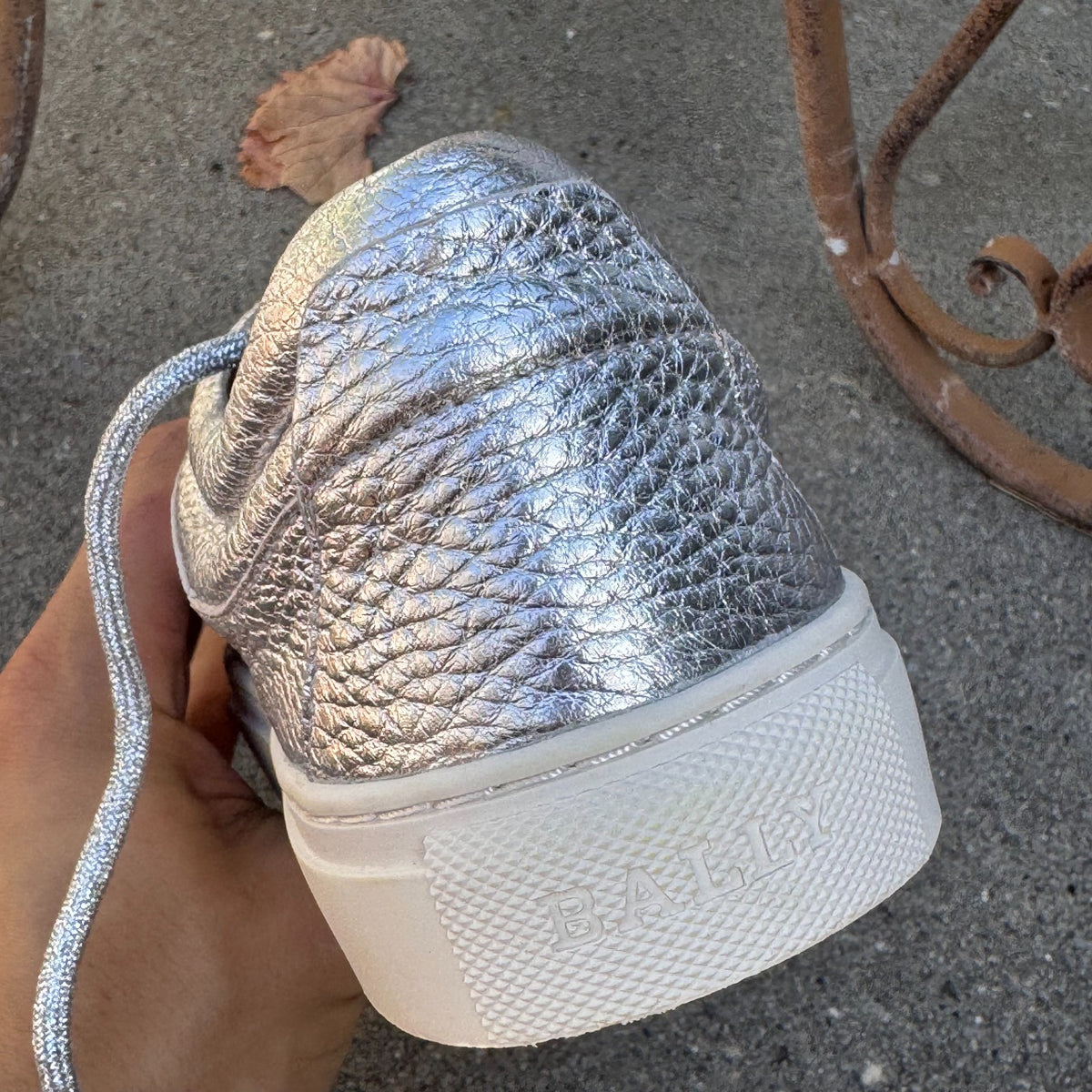 Bally Switzerland silver designer shoes – Close-up 1