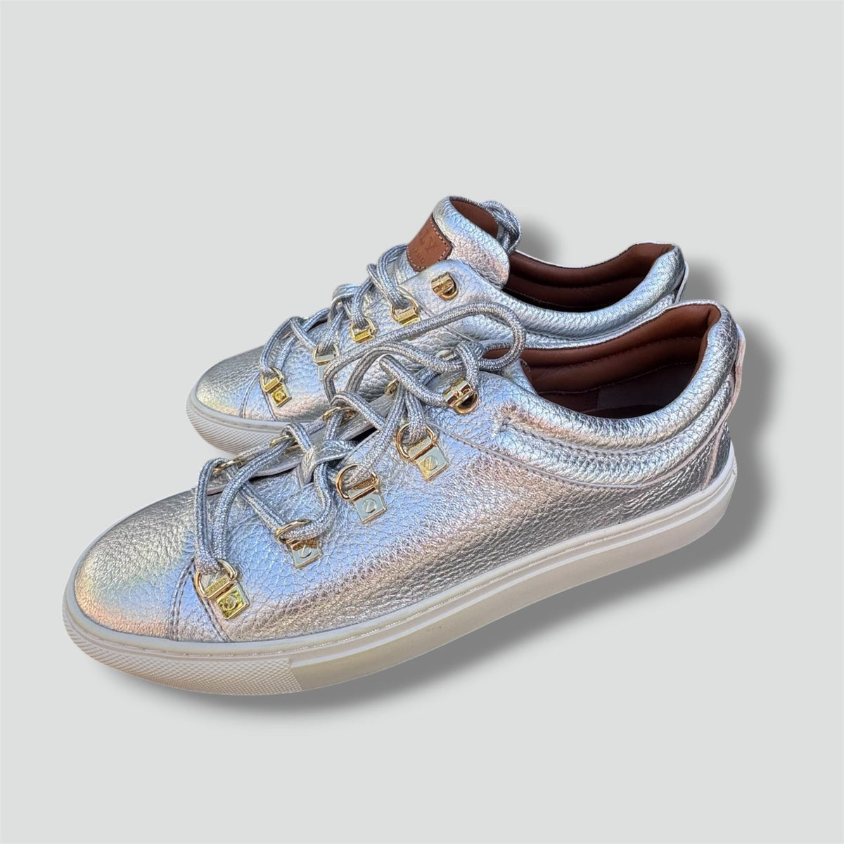Bally Switzerland silver designer shoes