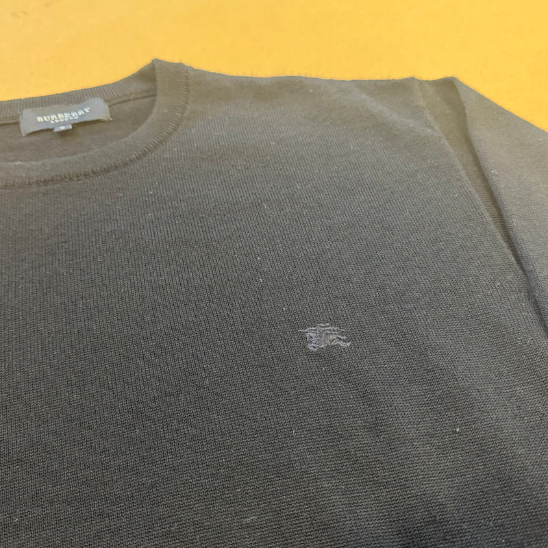 Detailansicht: Sourced limited accessories and clothes Burberry London dark blue merino wool sweater – Logo, Nähte oder Material