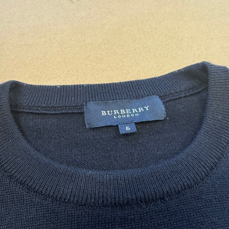 Detailansicht: Sourced limited accessories and clothes Burberry London dark blue merino wool sweater – Logo, Nähte oder Material
