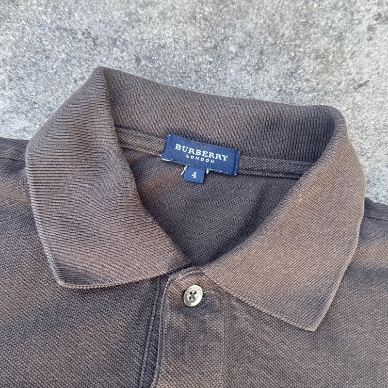 Detailansicht: Sourced limited accessories and clothes Burberry London vintage brown poloshirt – Logo, Nähte oder Material