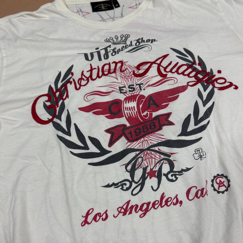 Detailansicht: Sourced limited accessories and clothes Christian Audigier vintage embroidered T-shirt – Logo, Nähte oder Material