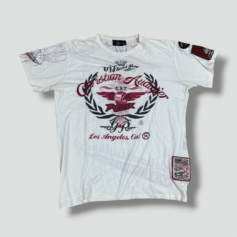 Sourced limited accessories and clothes Christian Audigier vintage embroidered T-shirt – Secondhand Streetwear