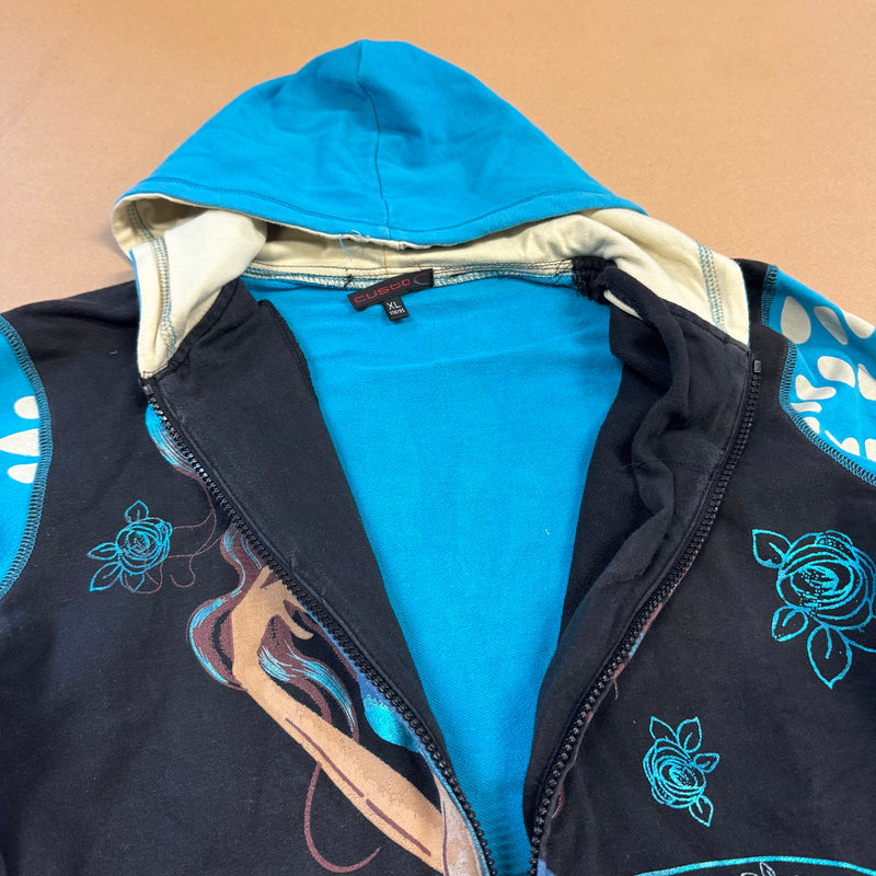Detailansicht: Sourced limited accessories and clothes Custo Barcelona “Happy Girl” vintage zipped hoodie – Logo, Nähte oder Material