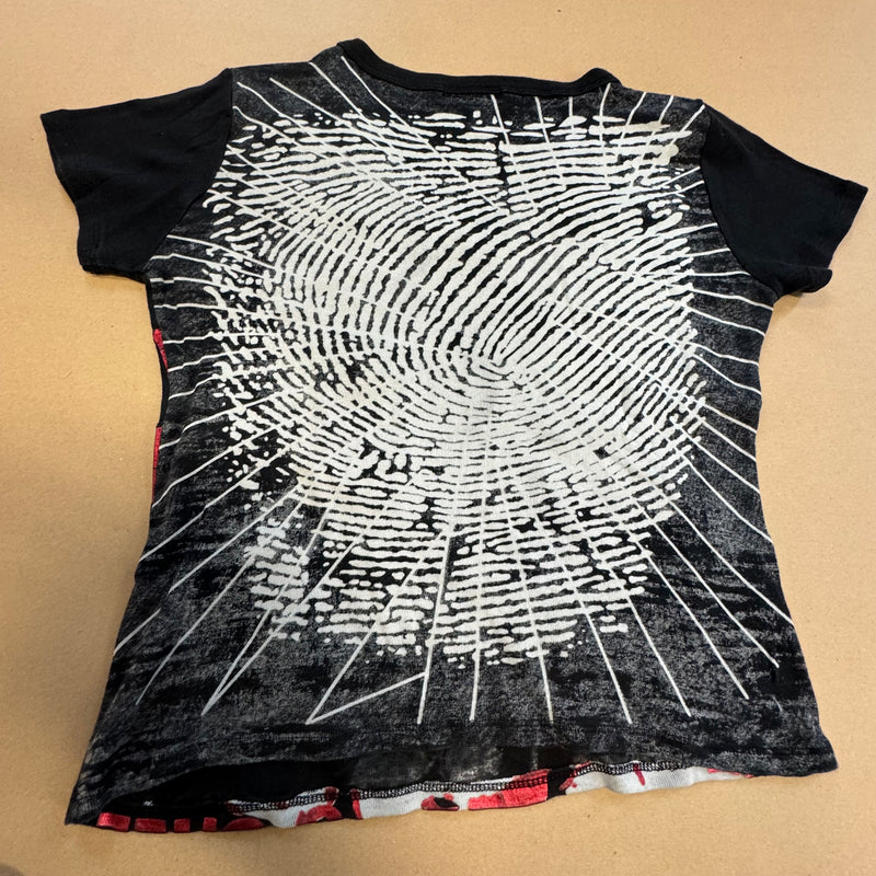Detailansicht: Sourced limited accessories and clothes Custo Barcelona printed Y2K graphic top – Logo, Nähte oder Material