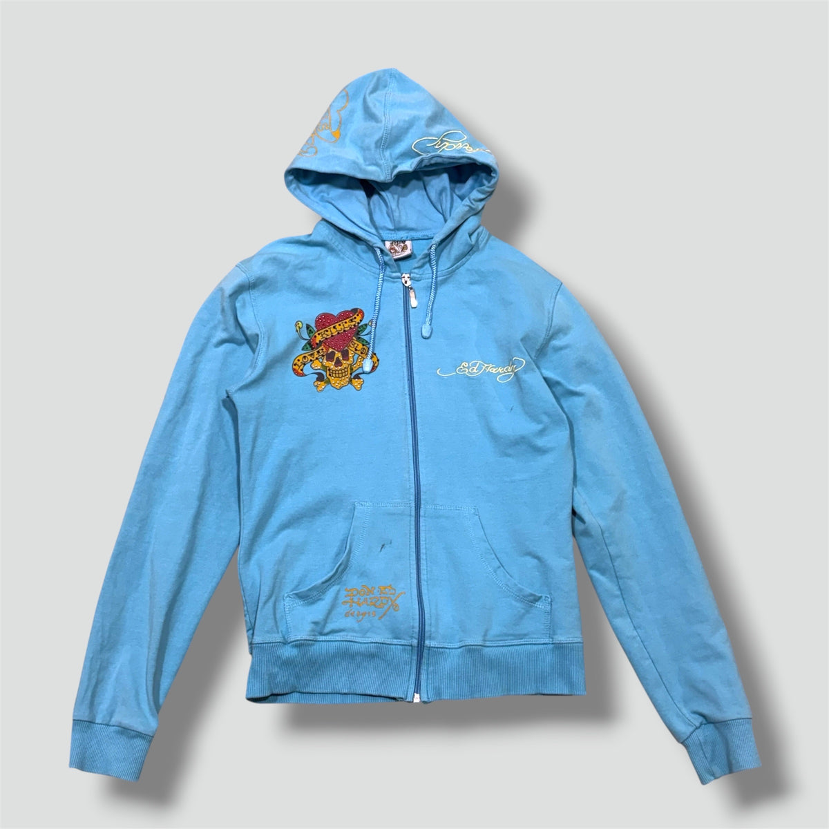 Ed hardy babyblue y2k rhinestones hoodie