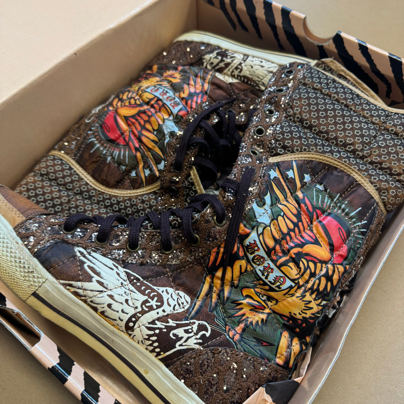 Detailansicht: Sourced limited accessories and clothes Ed Hardy glitter vintage shoes – Logo, Nähte oder Material