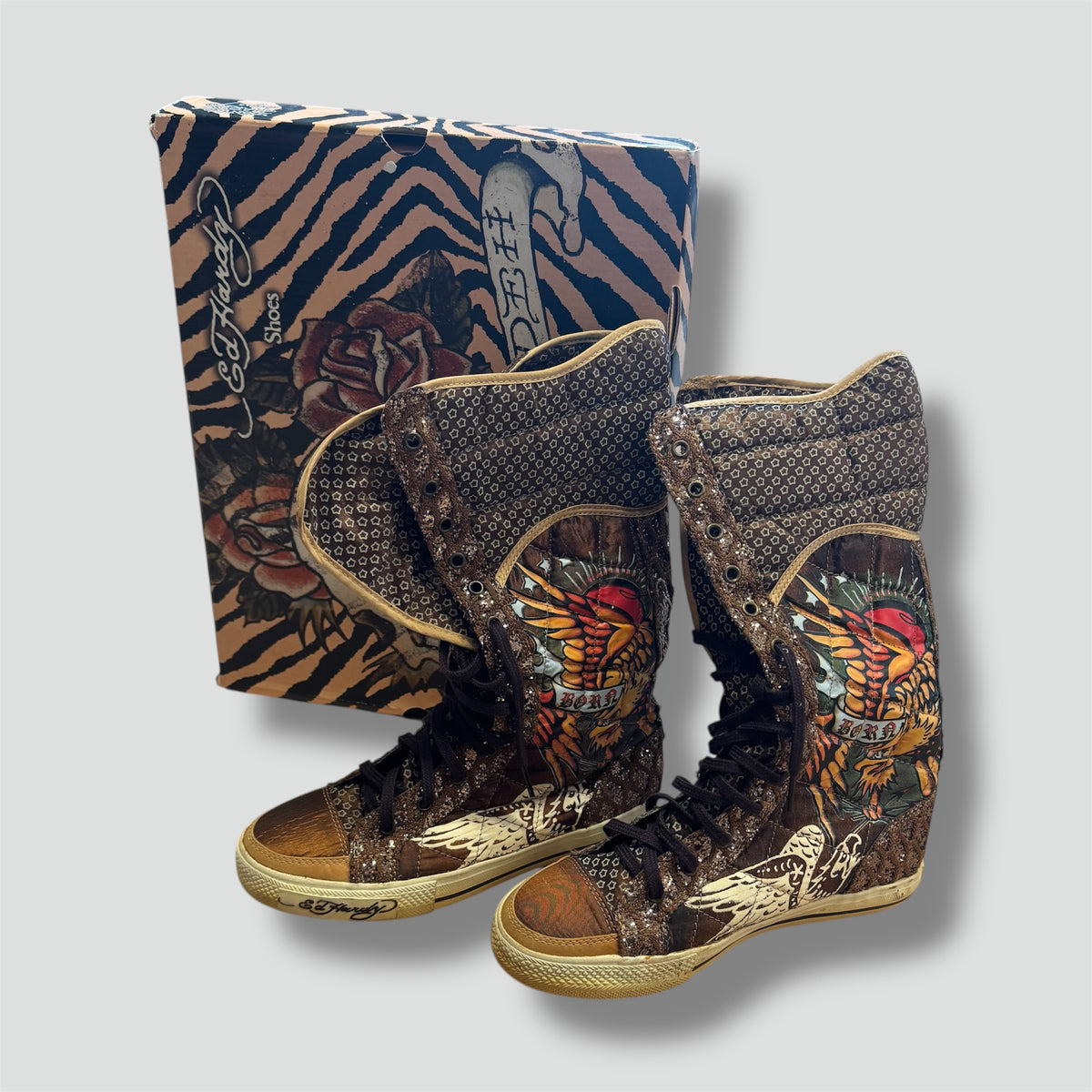 Ed Hardy glitter vintage shoes