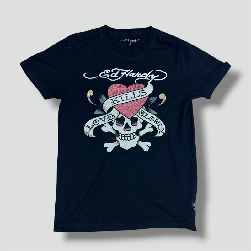 Sourced limited accessories and clothes Ed Hardy vintage rhinestones black T-shirt – Secondhand Streetwear