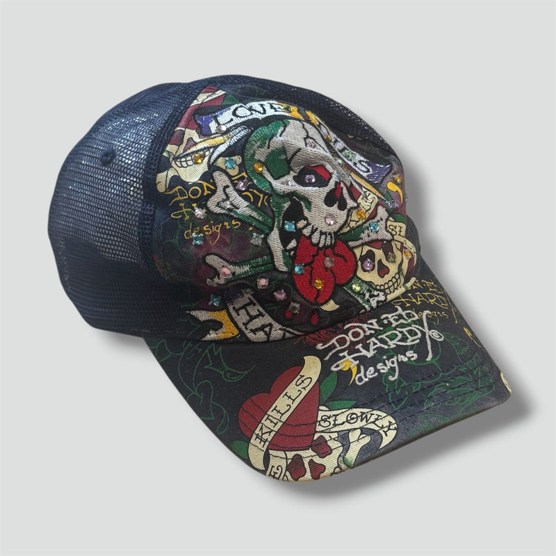 Sourced limited accessories and clothes Ed Hardy y2k retro black cap – Secondhand Streetwear