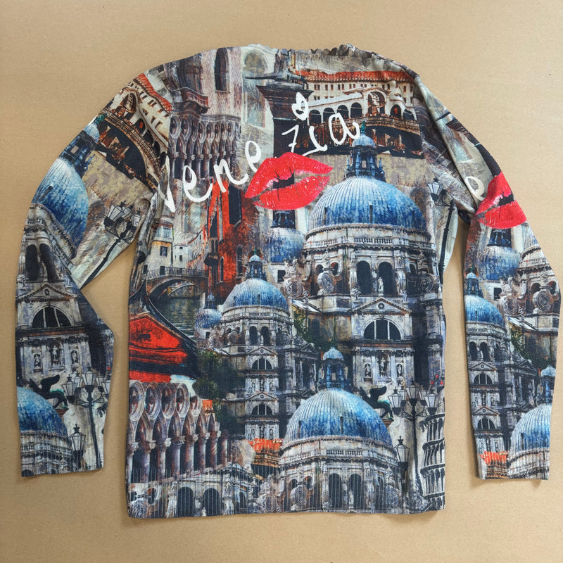 Detailansicht: Sourced limited accessories and clothes Etoile du Monde Rome full print vintage sweatshirt – Logo, Nähte oder Material