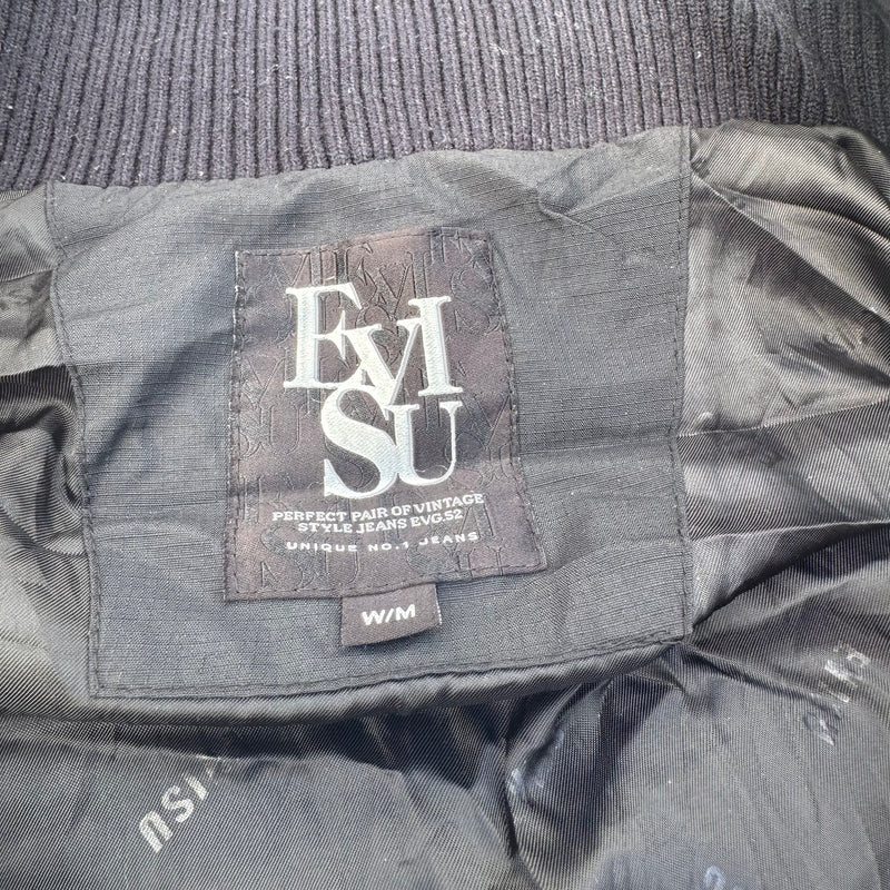 Detailansicht: Sourced limited accessories and clothes Evisu black vintage rainjacket – Logo, Nähte oder Material