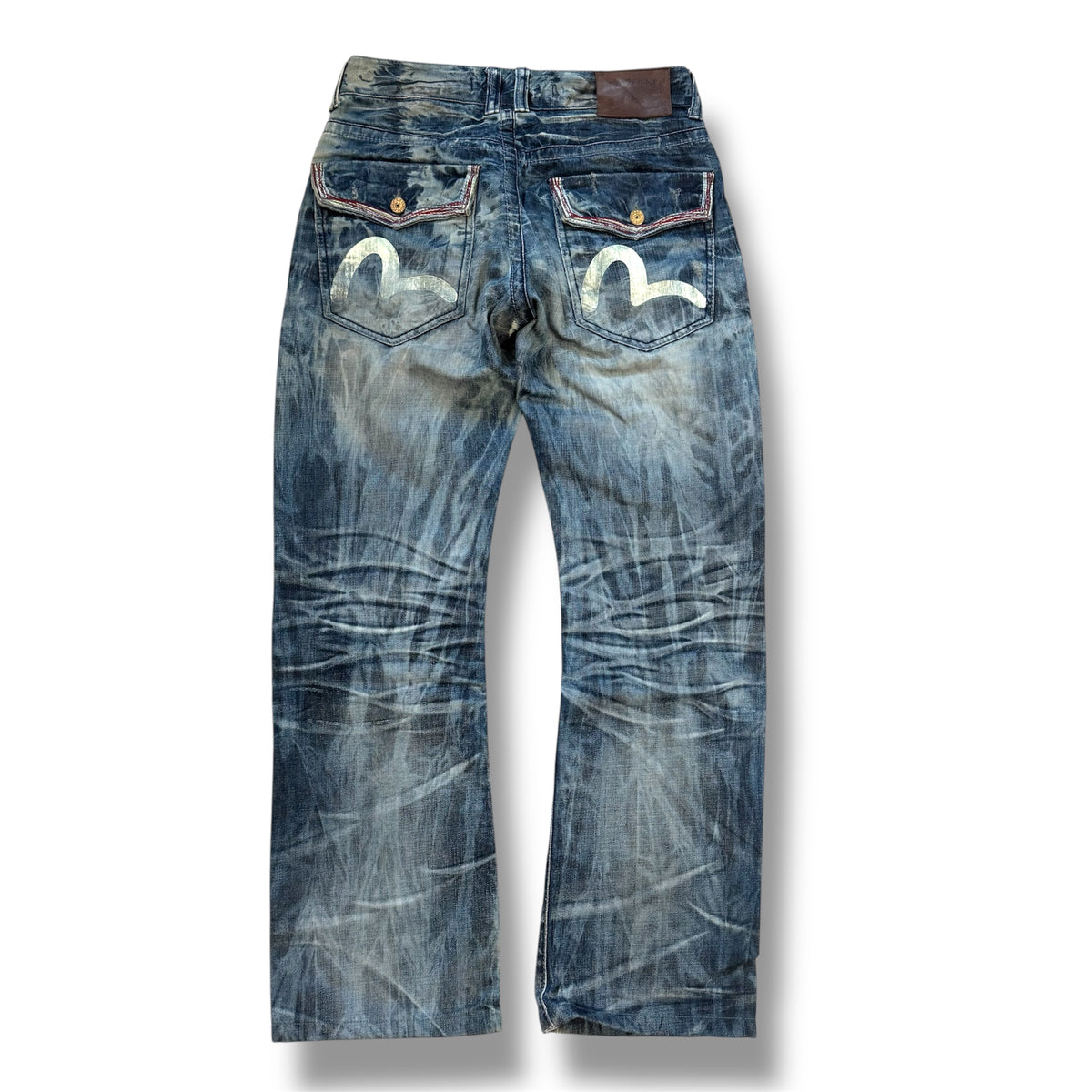 Evisu Genes bleached vintage Japanese denim jeans – Close-up 1
