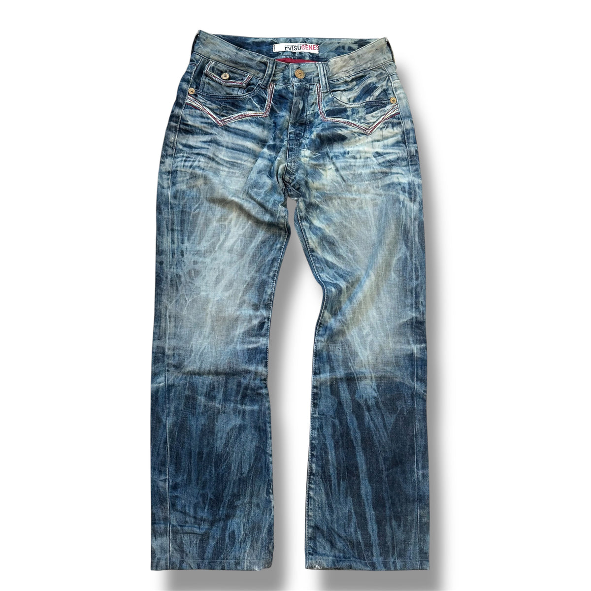 Evisu Genes bleached vintage Japanese denim jeans – Close-up 2