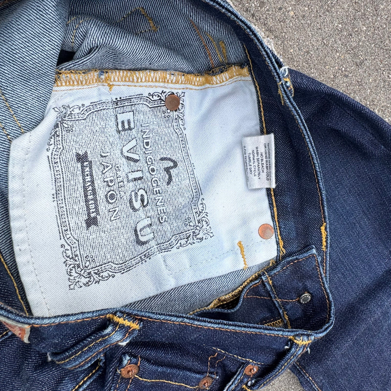 Detailansicht: Sourced limited accessories and clothes Evisu Heritage vintage straight leg jeans – Logo, Nähte oder Material