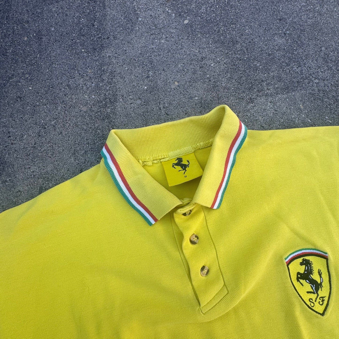 Ferrari streetwear 00s yellow polo shirt – Close-up 2