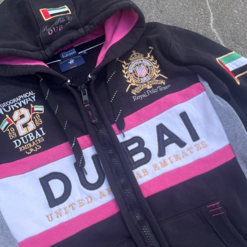 Detailansicht: Sourced limited accessories and clothes Geographical Norway Dubai zipped hoodie – Logo, Nähte oder Material