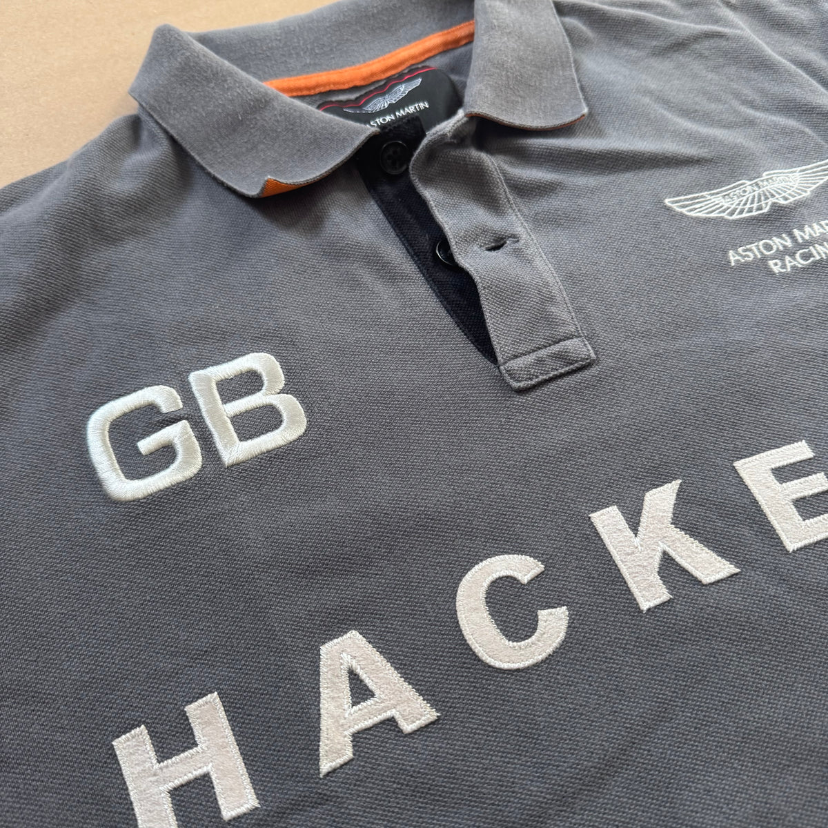 Hackett London Aston Martin Racing grey poloshirt – Close-up 2