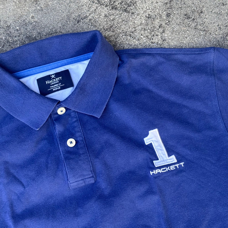 Detailansicht: Sourced limited accessories and clothes Hackett London No 1 blue poloshirt – Logo, Nähte oder Material