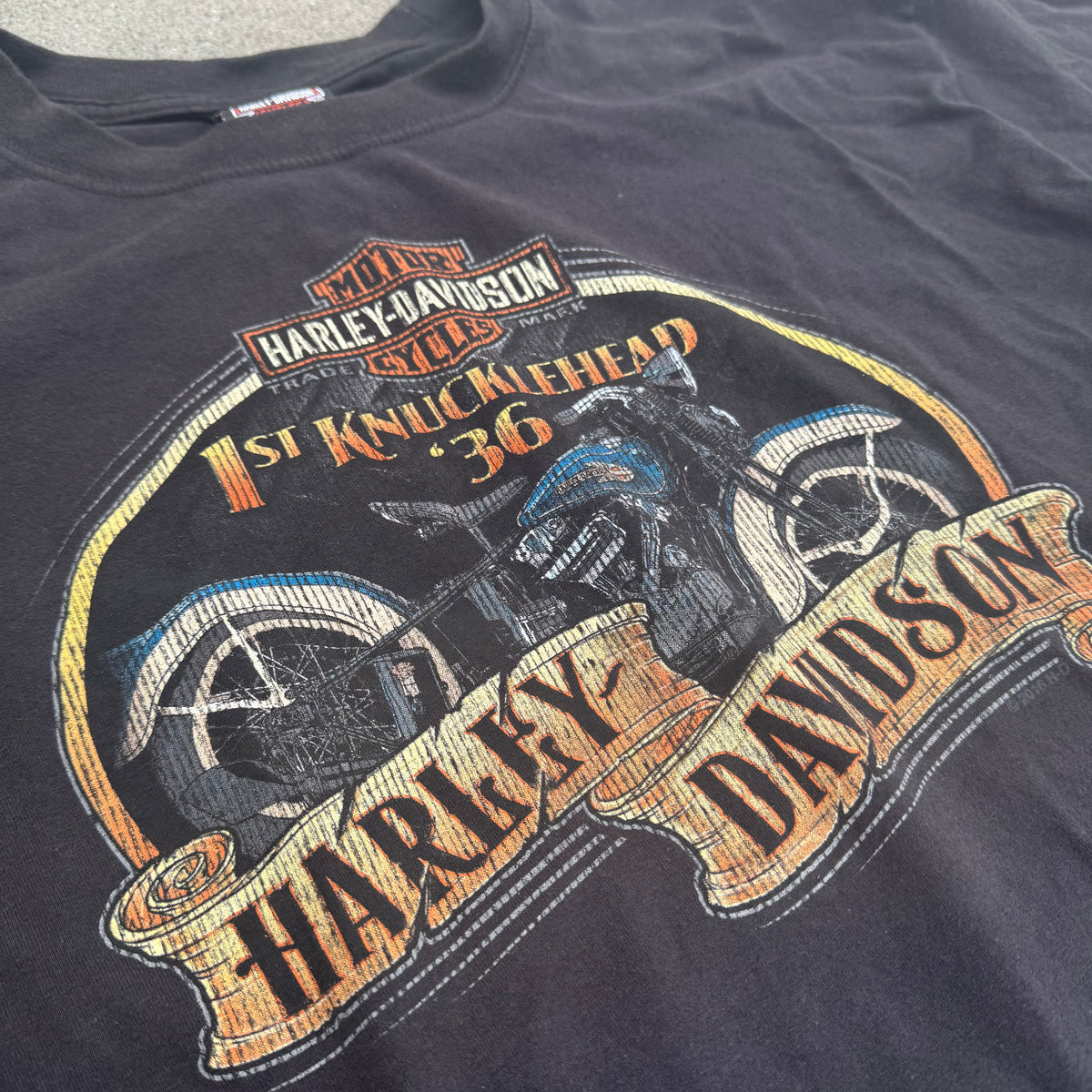 Harley Davidson 1st Knucklehead vintage 00s shirt – Close-up 1