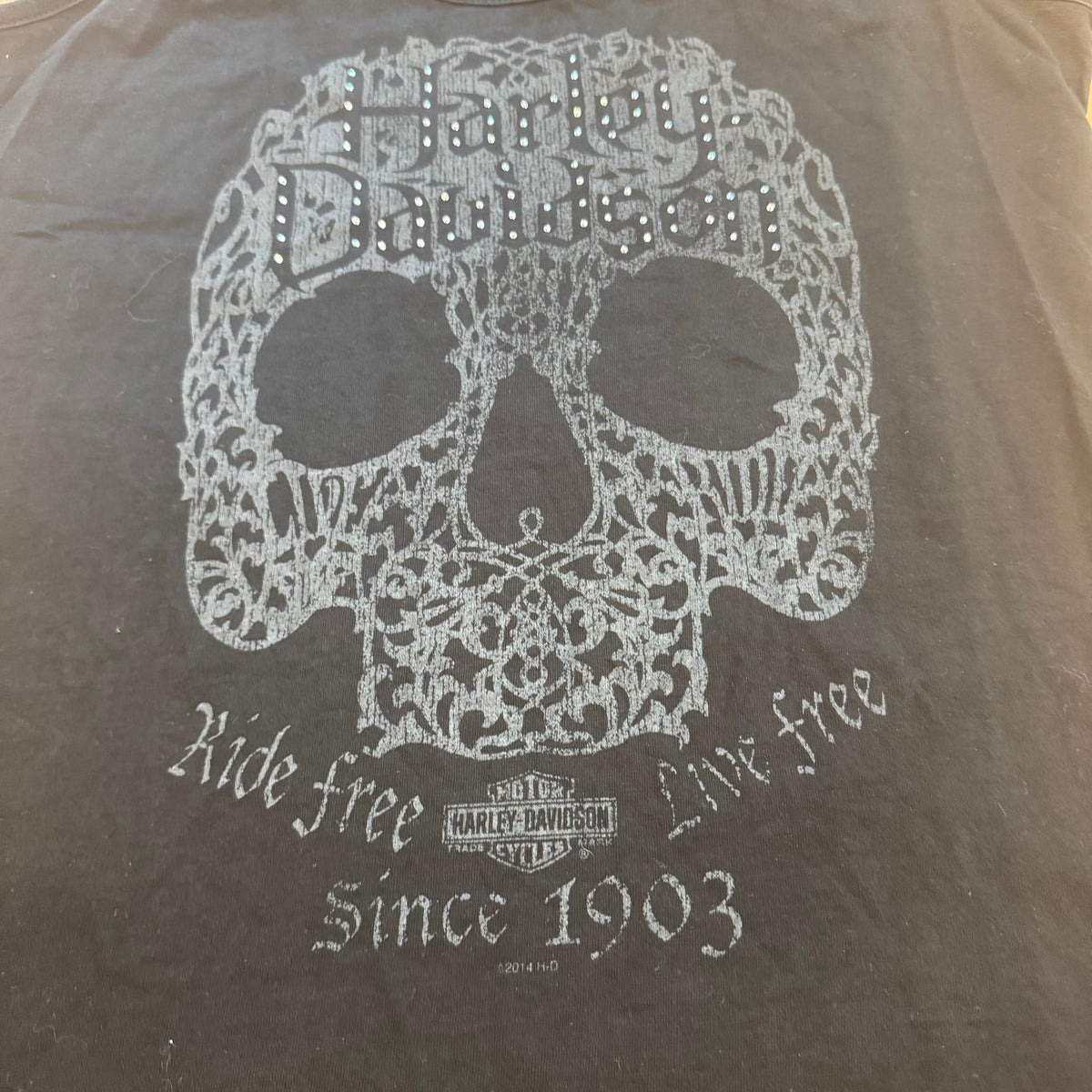 Harley Davidson vintage tank top with rhinestone details – Close-up 1