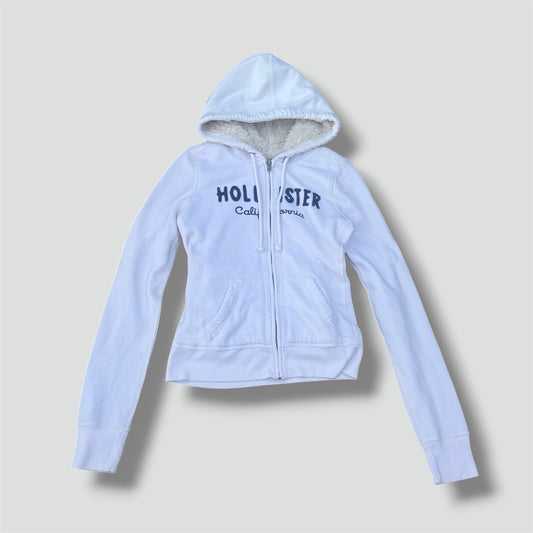 Hollister Y2K fur white zipped hoodie