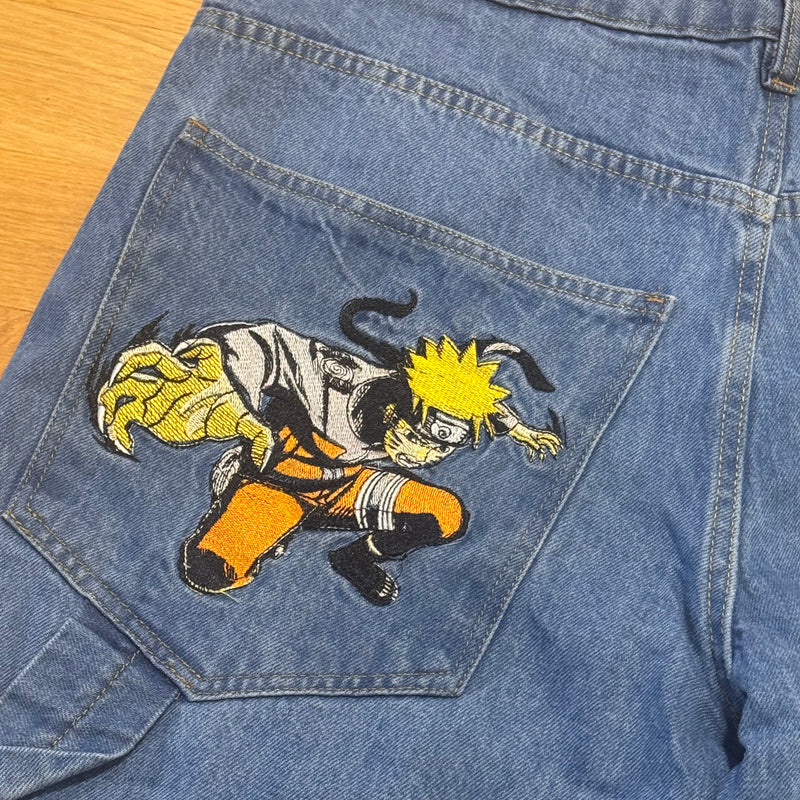 Detailansicht: Sourced limited accessories and clothes Japanese streetwear embroidered baggy jeans – Logo, Nähte oder Material