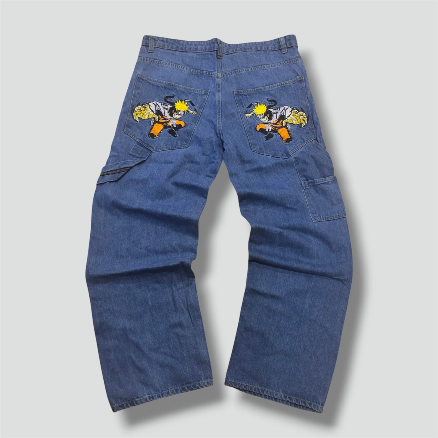 Japanese streetwear embroidered baggy jeans