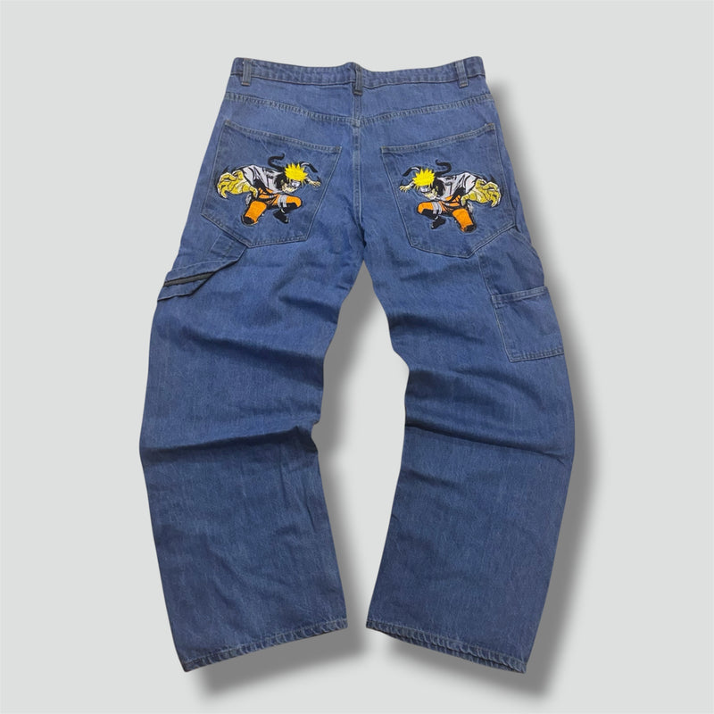 Sourced limited accessories and clothes Japanese streetwear embroidered baggy jeans – Secondhand Streetwear