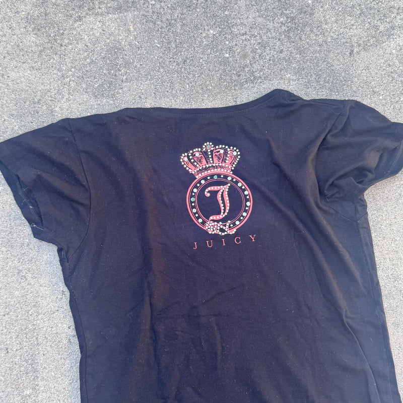 Detailansicht: Sourced limited accessories and clothes Juicy Couture vintage rhinestone black top – Logo, Nähte oder Material