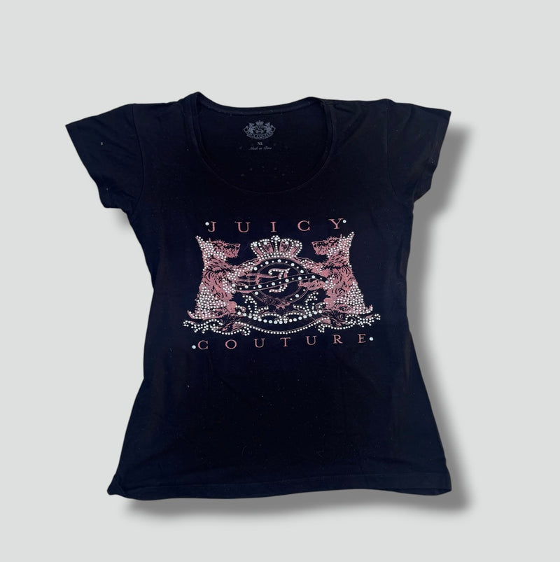 Sourced limited accessories and clothes Juicy Couture vintage rhinestone black top – Secondhand Streetwear