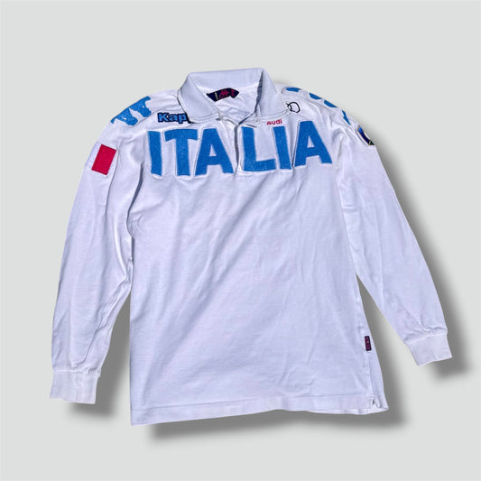 Kappa Audi white retro longsleeve poloshirt