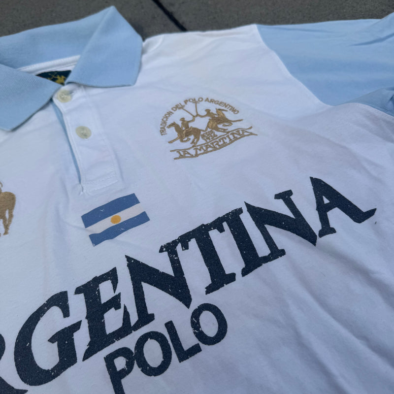 Detailansicht: Sourced limited accessories and clothes La Martina Argentina white poloshirt – Logo, Nähte oder Material