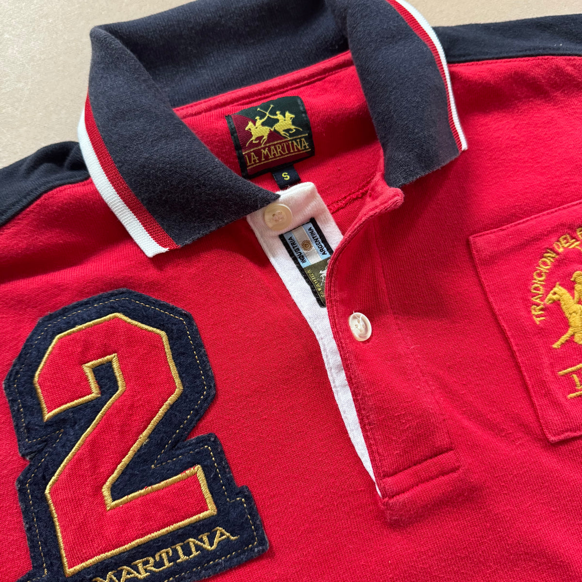 La Martina Australia red longsleeve polo – Close-up 1