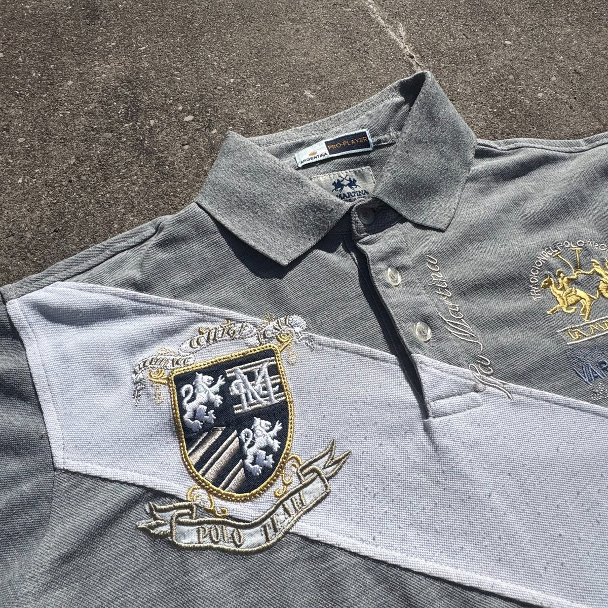 La Martina Buenos Aires grey longsleeve polo – Close-up 1